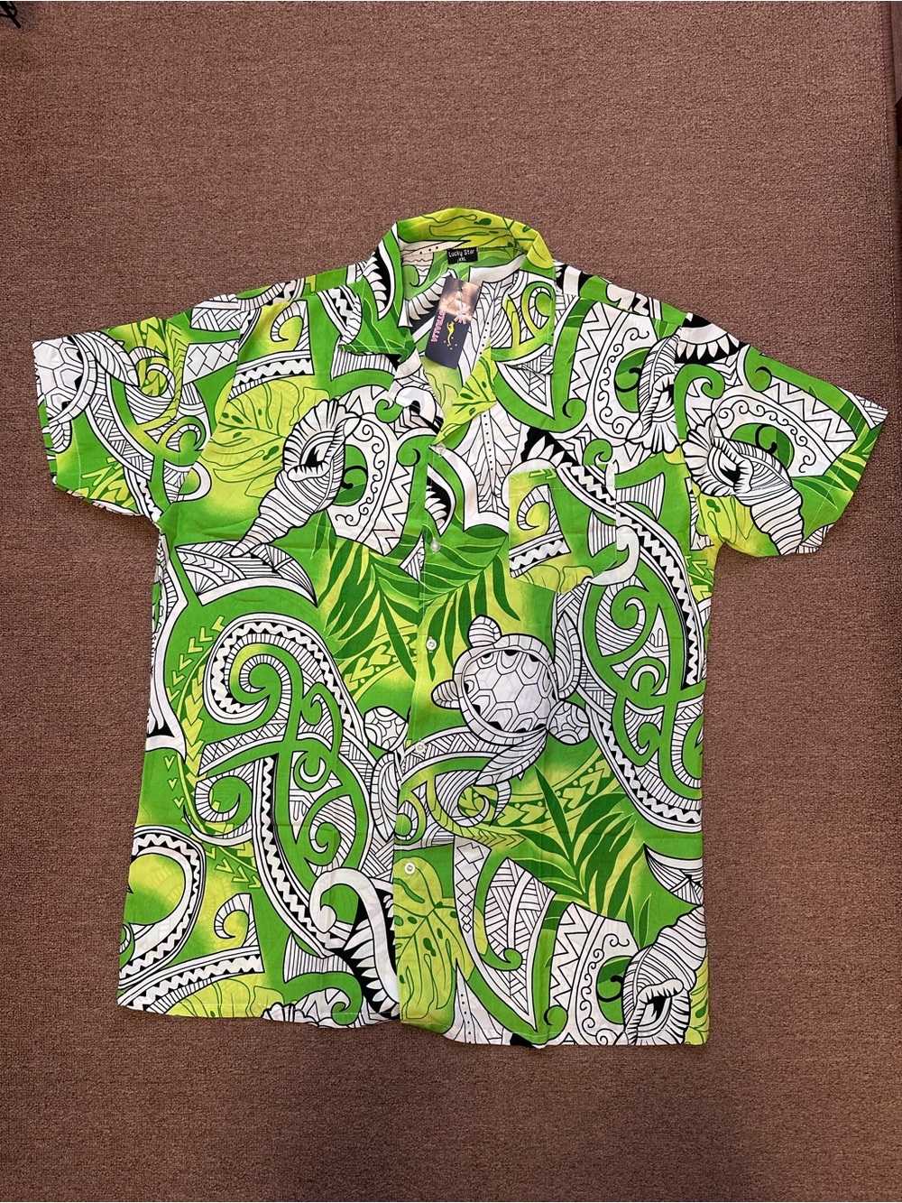 Green Tropical Print Short Sleeve Shirt size xxl new by Lucky Star
